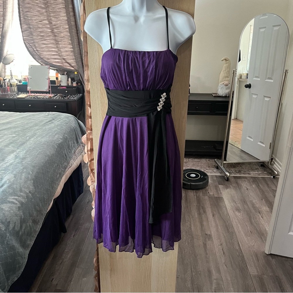 Y2K whimsigoth Neon Bulux USA Purple Rhinestone babydoll Cocktail Dress